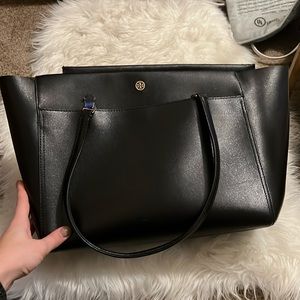 Tory Burch black leather tote
